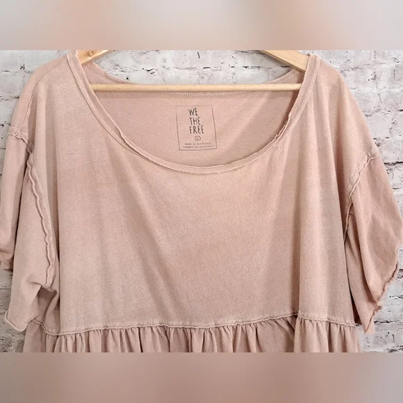 We The Free Babydoll Top 100% Cotton Large Blush - Picture 8 of 14